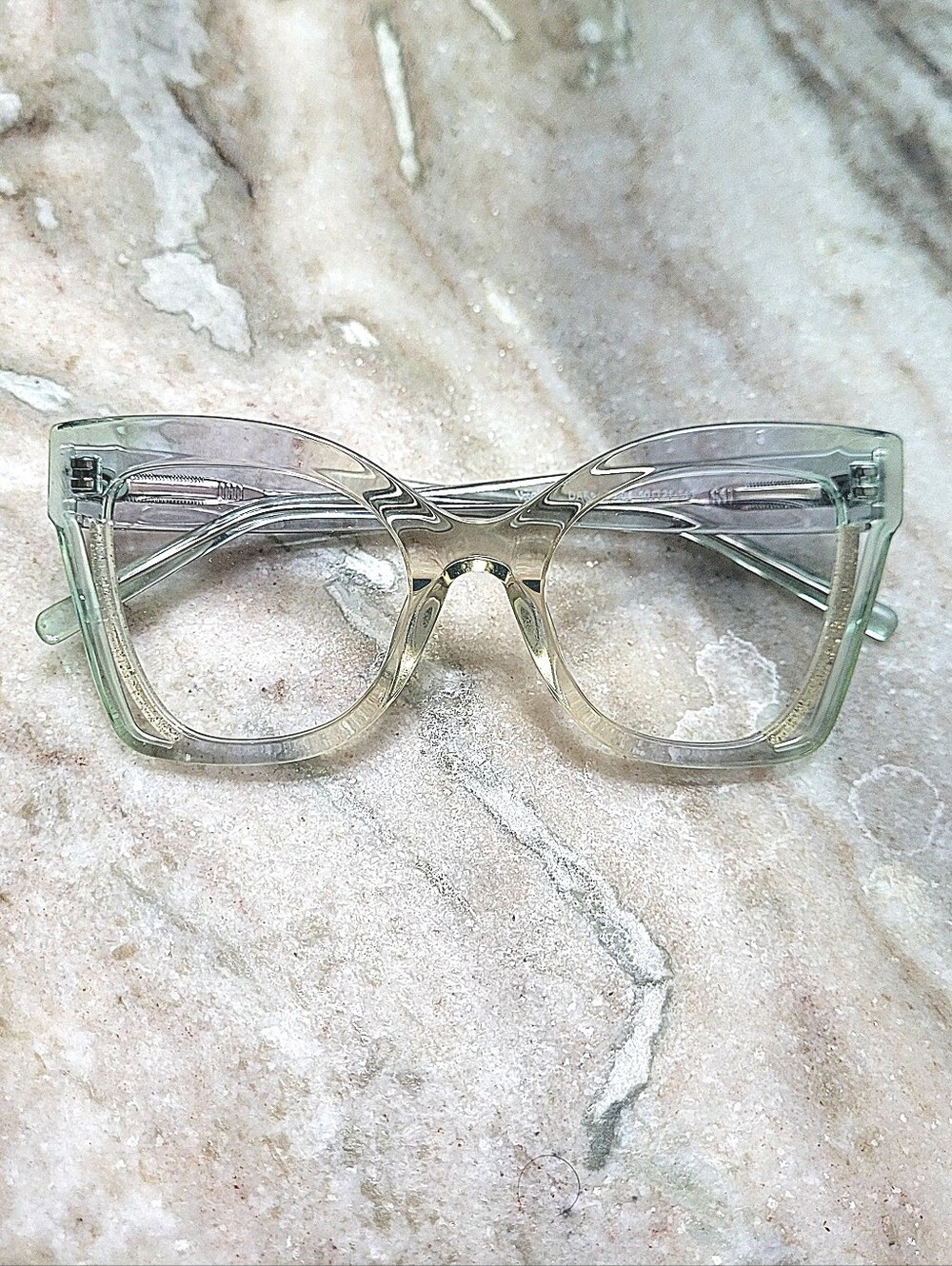 Transparent Pale Green Butterfly Women’s Glasses